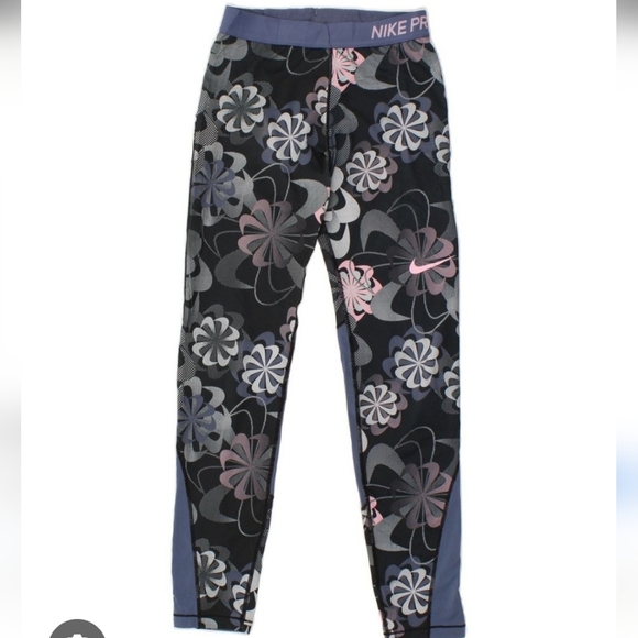 Nike Pro Big Girls Floral Leggings L - Picture 1 of 12